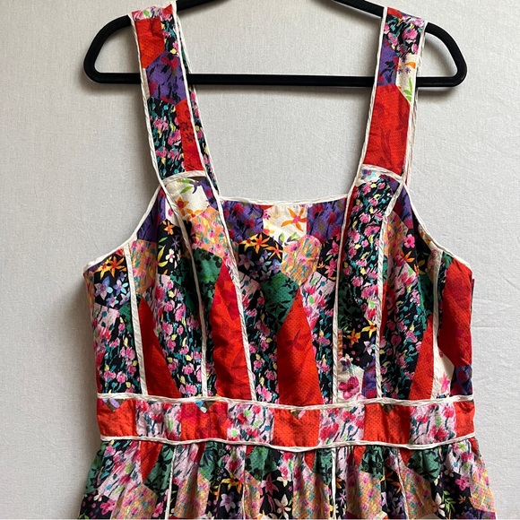 Anthropologie Floral Patchwork Tiered Cutout Maxi Dress Size 14 - Picture 4 of 13